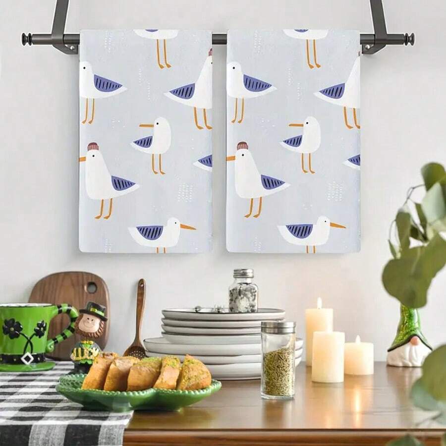 Kitchen Baking Machine - 2pcs Set Seagull Printed Kitchen Towels,