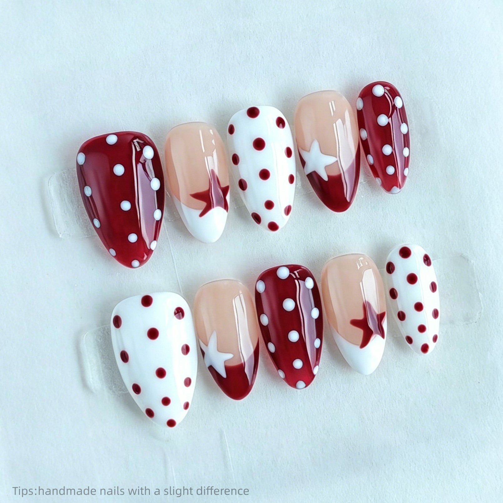 Decorating Tip Set - 10pcs Handmade Red White Polka Dot