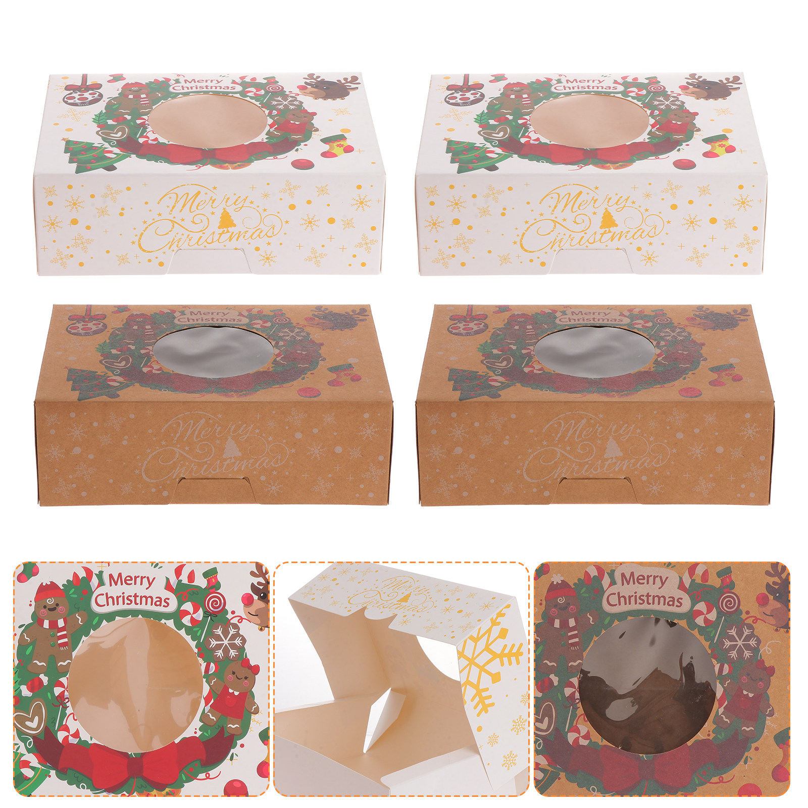 Kitchen Baking Storage Containers - 12pcs Dessert Packaging Boxes Christmas Cake