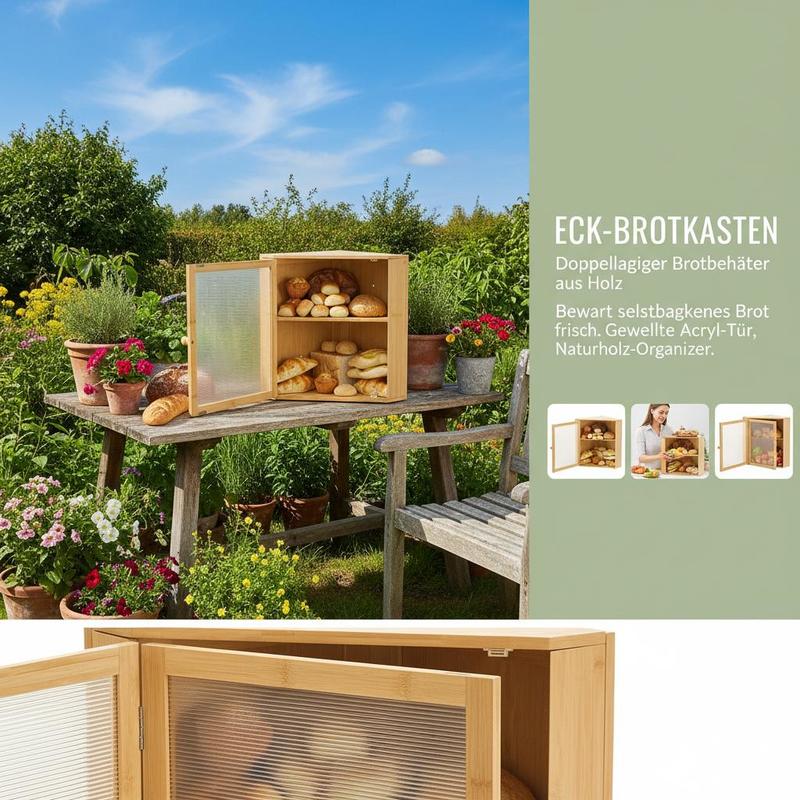 Kitchen Baking Corner - Corner Bread Box for Kitchen Counter,