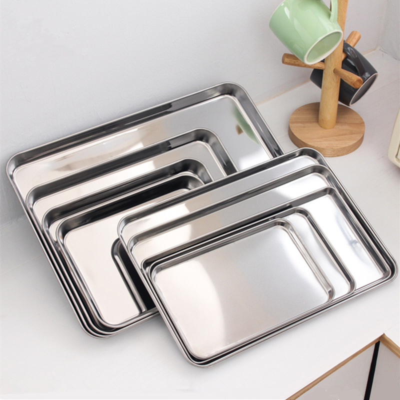 Kitchen Baking Dishes - Stainless Steel Rectangle Food Storage Trays