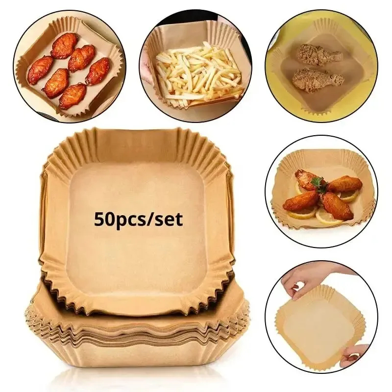 Kitchen Q - 50pcs/set Air Fryer Papers Disposable Oil-proof