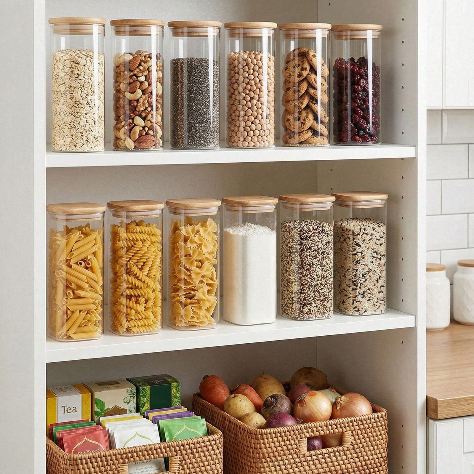 Kitchen Baking Canisters - Tomnk 6pcs Glass Food Storage Containers