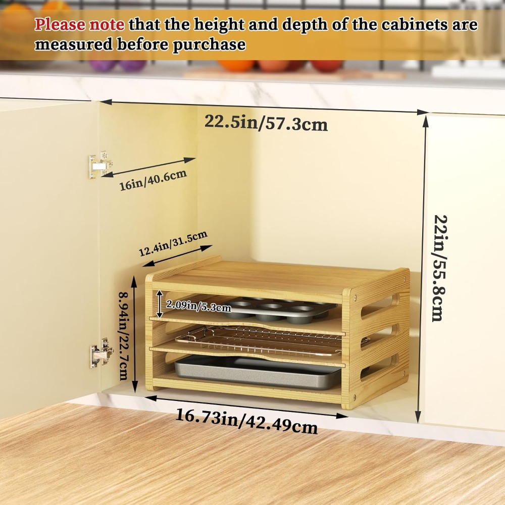 Wooden Cabinet Tray Dividers,  - Kitchen Cabinet Baking Organizer recension och pris