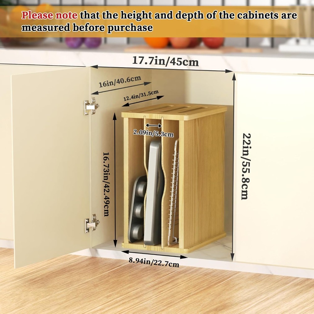 Wooden Cabinet Tray Dividers,  - Kitchen Cabinet Baking Organizer recension och pris