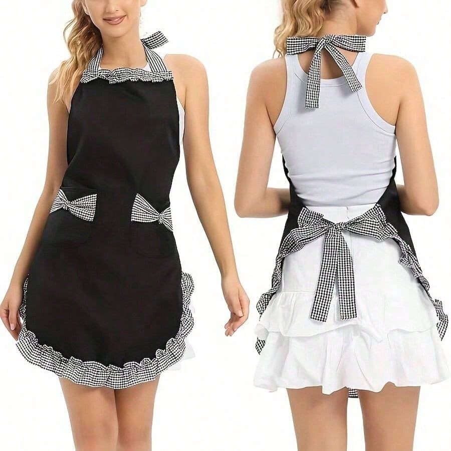 1pc Bow Apron, Cute Retro Apro - Kitchen Baking Essentials recension och pris