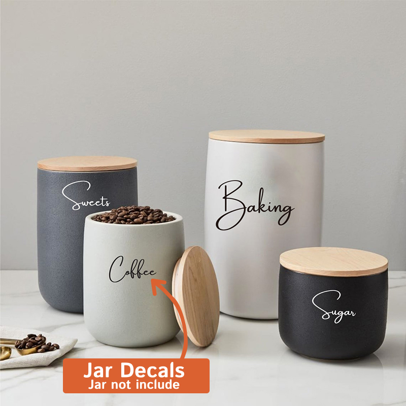 Decal Only 8Pcs Kitchen Organi - Kitchen Baking Canisters recension och pris