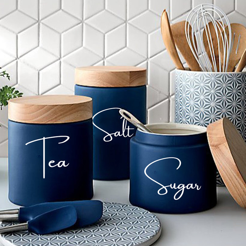 Decal Only 8Pcs Kitchen Organi - Kitchen Baking Canisters recension och pris