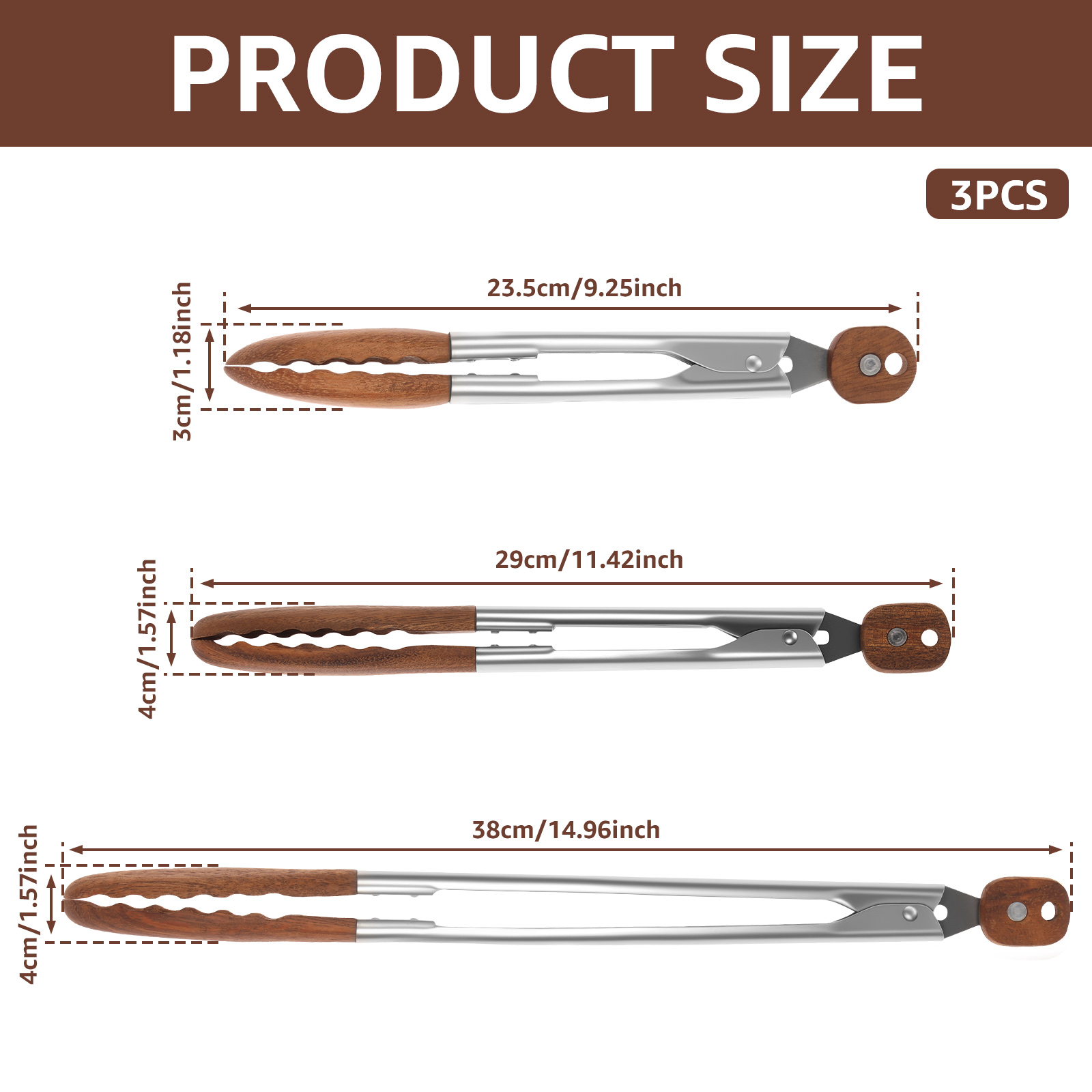 2/3 Pcs Food Tongs Walnut Wood - Kitchen Q recension och pris