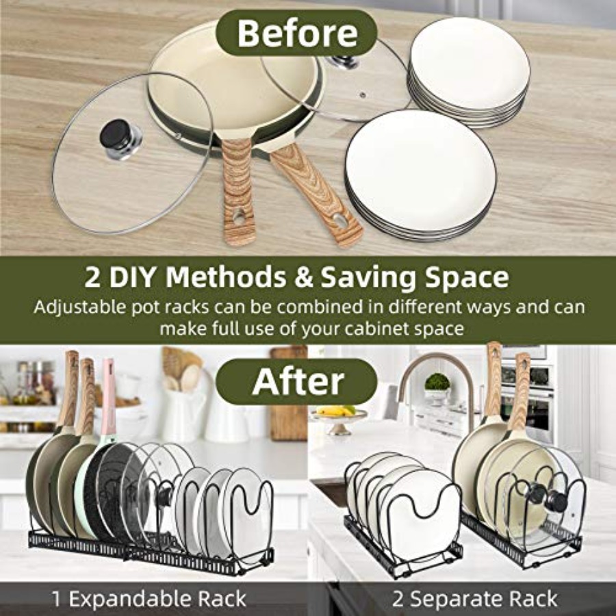 Pot Rack -Expandable Pan Organ - Kitchen Cabinet Baking Organizer recension och pris