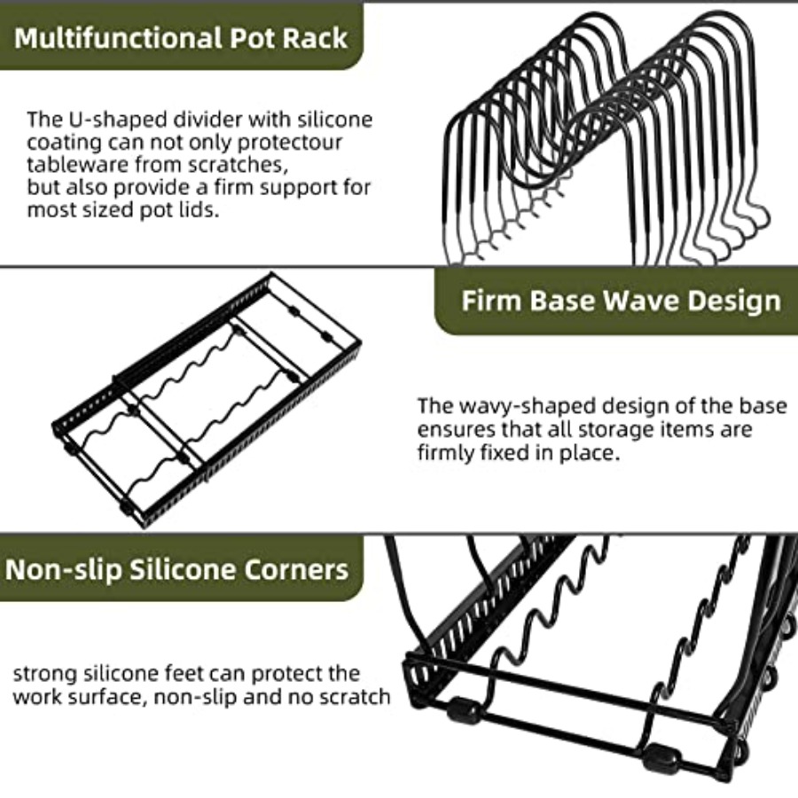 Pot Rack -Expandable Pan Organ - Kitchen Cabinet Baking Organizer recension och pris