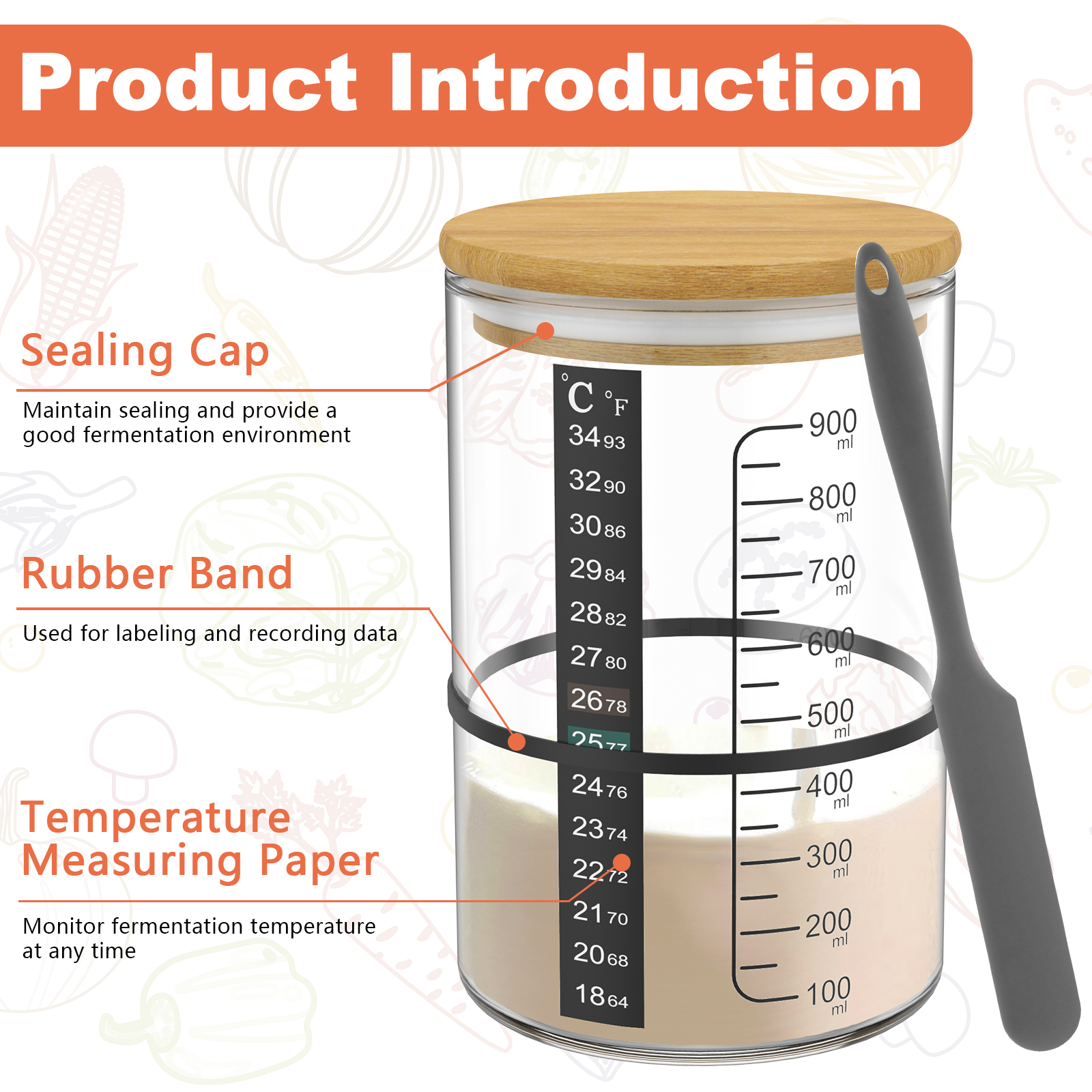 Sourdough Starter Jar 900ml Fe - Kitchen Baking Containers recension och pris