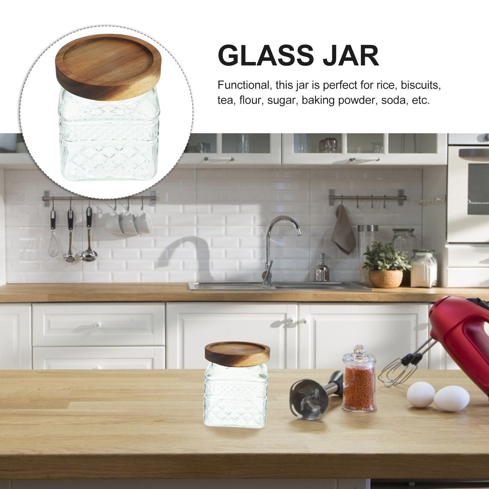 Airtight Glass Canister with N - Kitchen Baking Canisters recension och pris