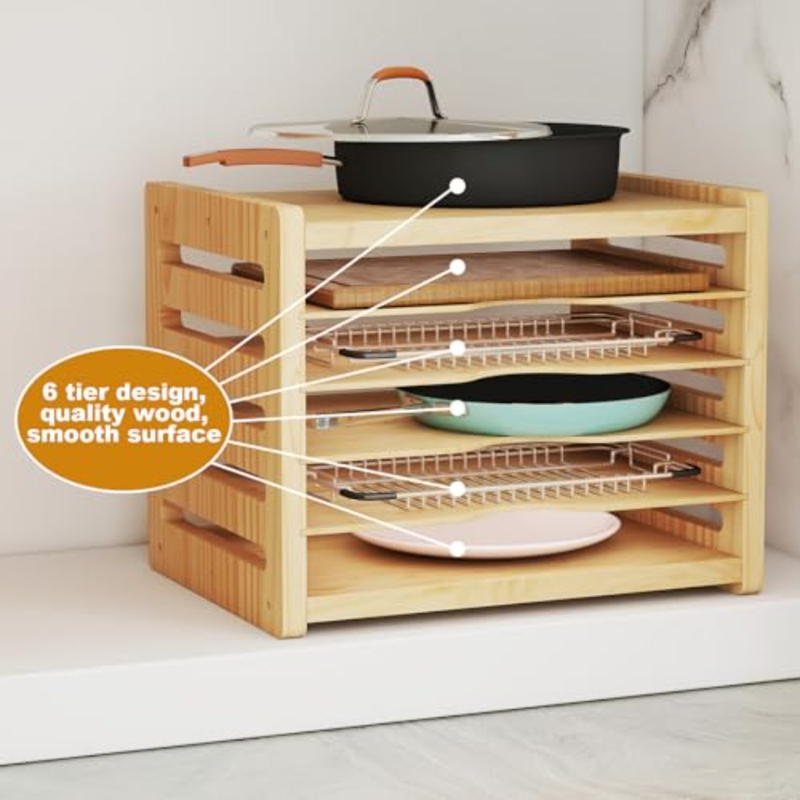 Wood Cabinet Tray Dividers 6 T - Kitchen Cabinet Baking Organizer recension och pris