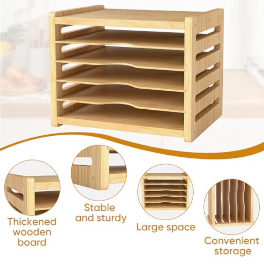 Wood Cabinet Tray Dividers 6 T - Kitchen Cabinet Baking Organizer recension och pris