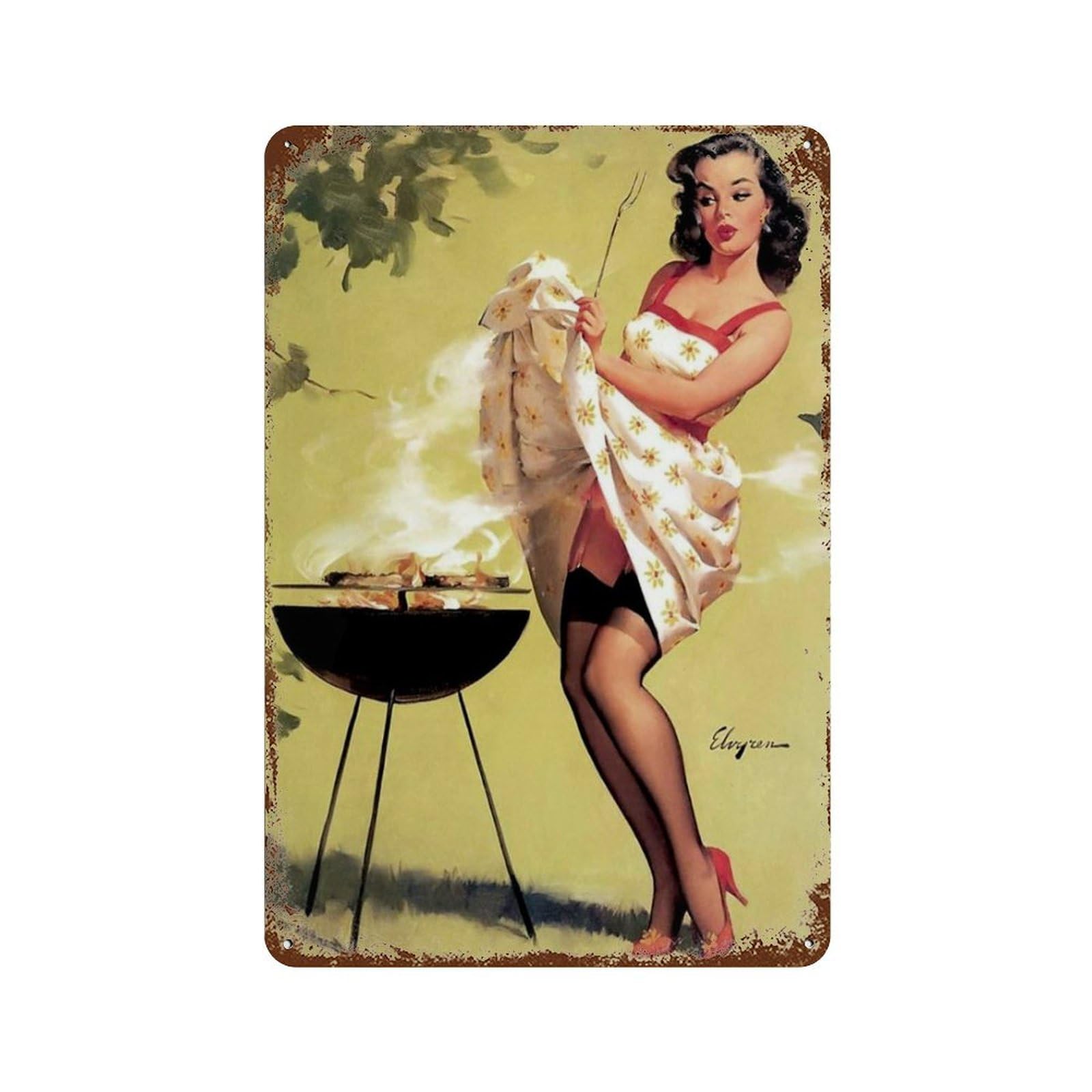 Retro Tin Sign Sexy Pin Up Gir - Kitchen Up recension och pris