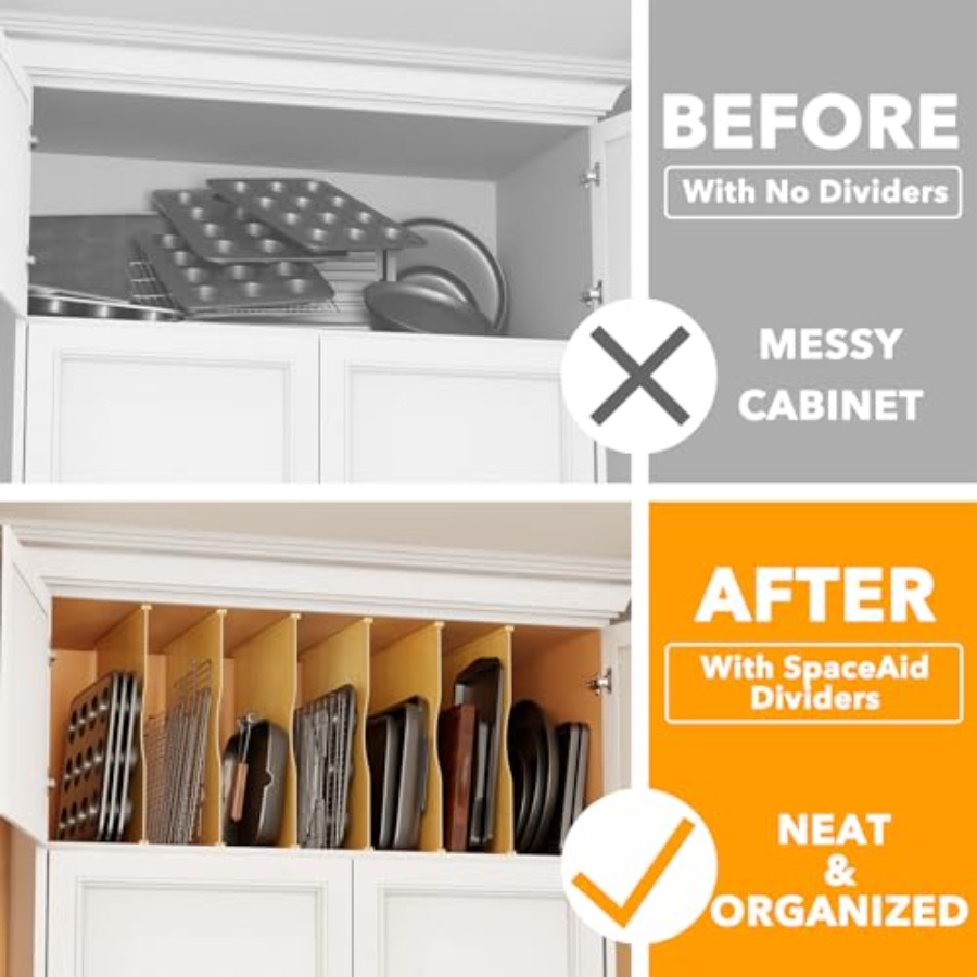 6 Pack Tray Dividers for Cabin - Kitchen Cabinet Baking Organizer recension och pris