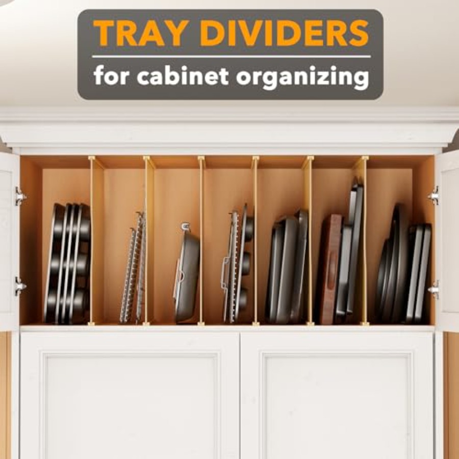 6 Pack Tray Dividers for Cabin - Kitchen Cabinet Baking Organizer recension och pris