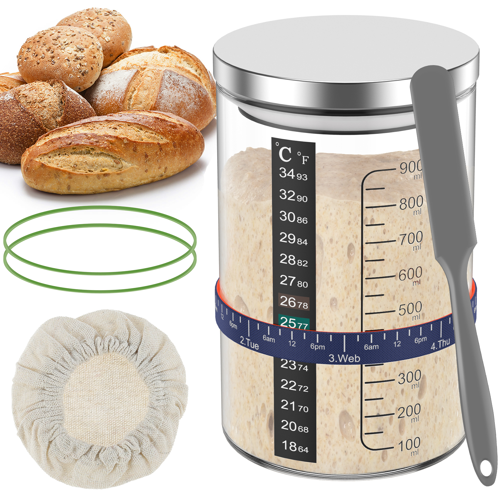 Sourdough Starter Jar Kit 900m - Kitchen Baking Containers recension och pris