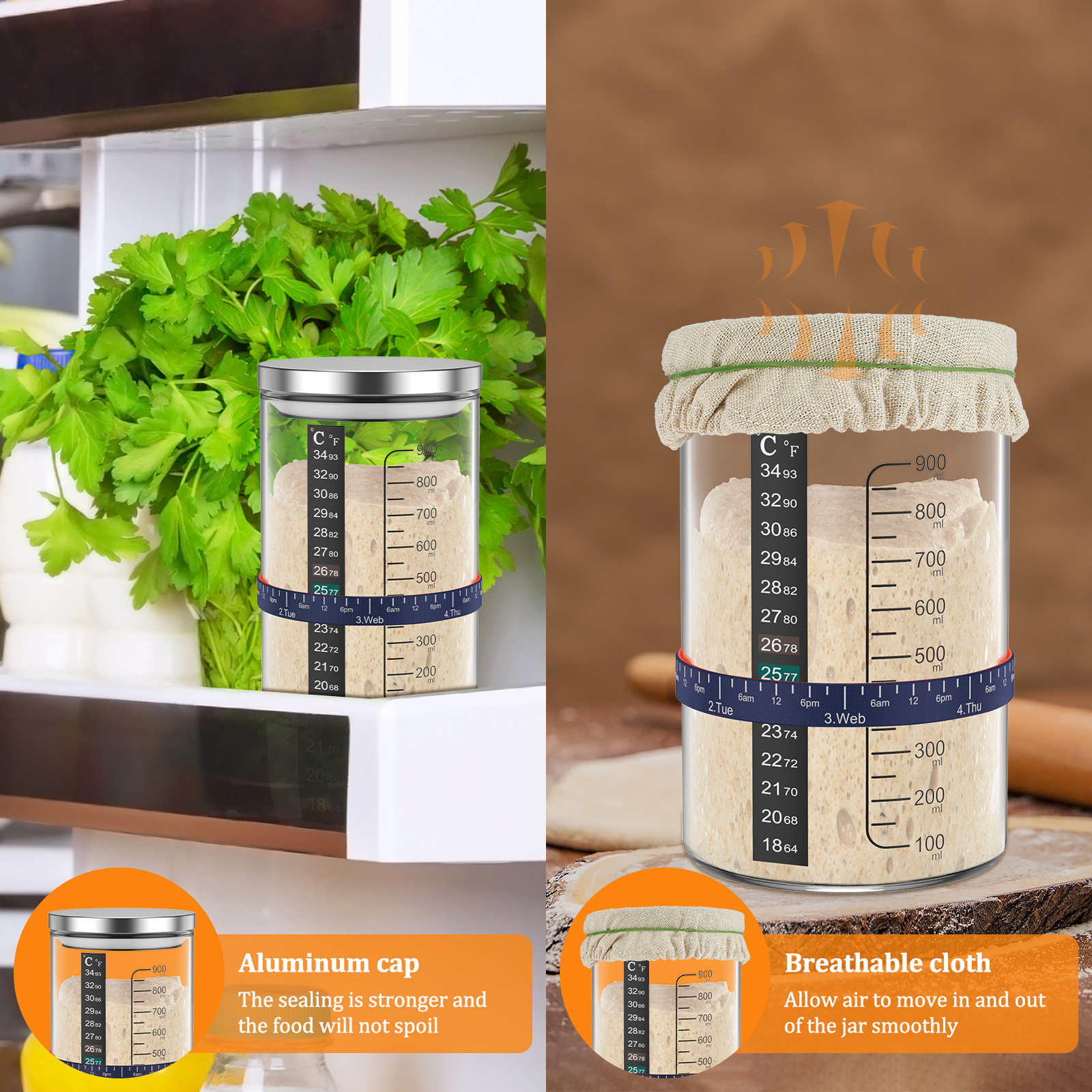Sourdough Starter Jar Kit 900m - Kitchen Baking Containers recension och pris