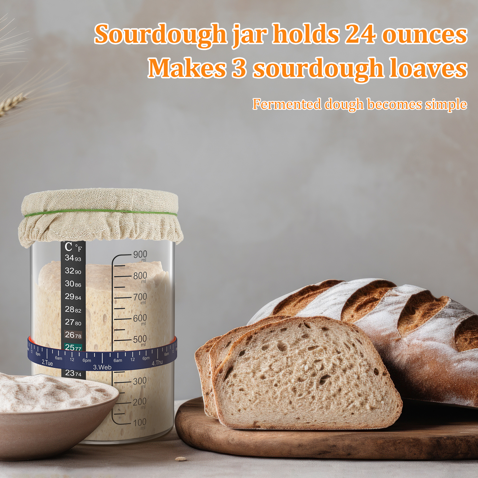 Sourdough Starter Jar Kit 900m - Kitchen Baking Containers recension och pris