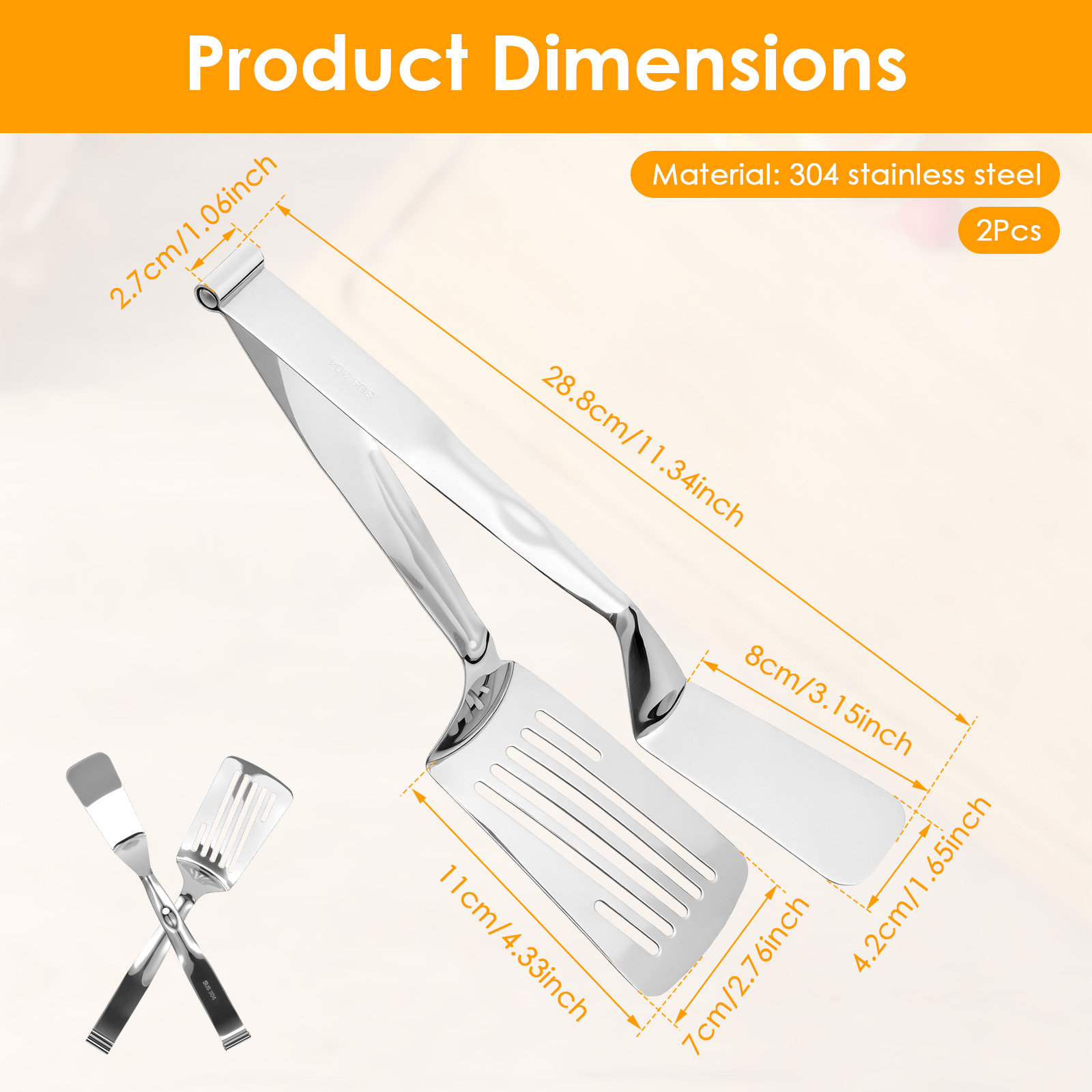 2Pcs 11.34inch Stainless Steel - Kitchen Up recension och pris