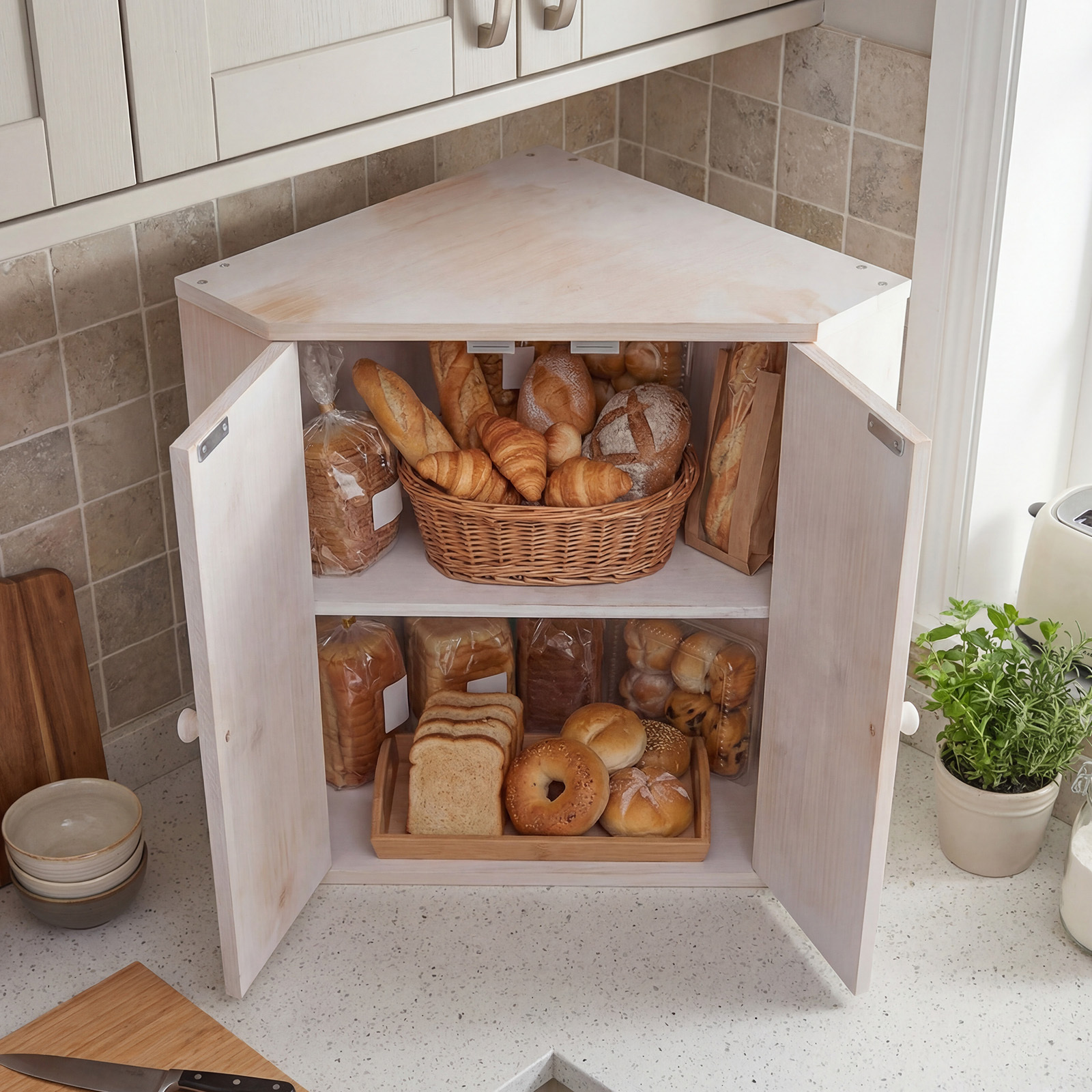COSTWAY Corner Bread Box for K - Kitchen Baking Corner recension och pris