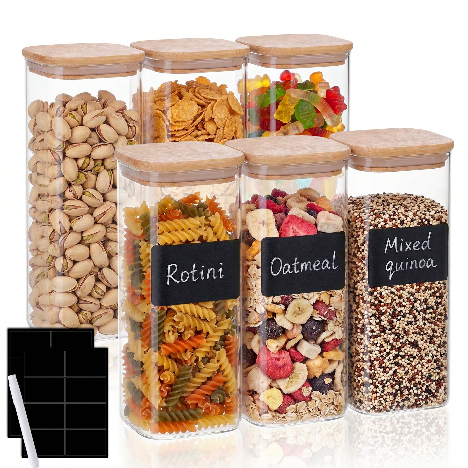 Tomnk 6pcs Glass Food Storage  - Kitchen Baking Canisters recension och pris