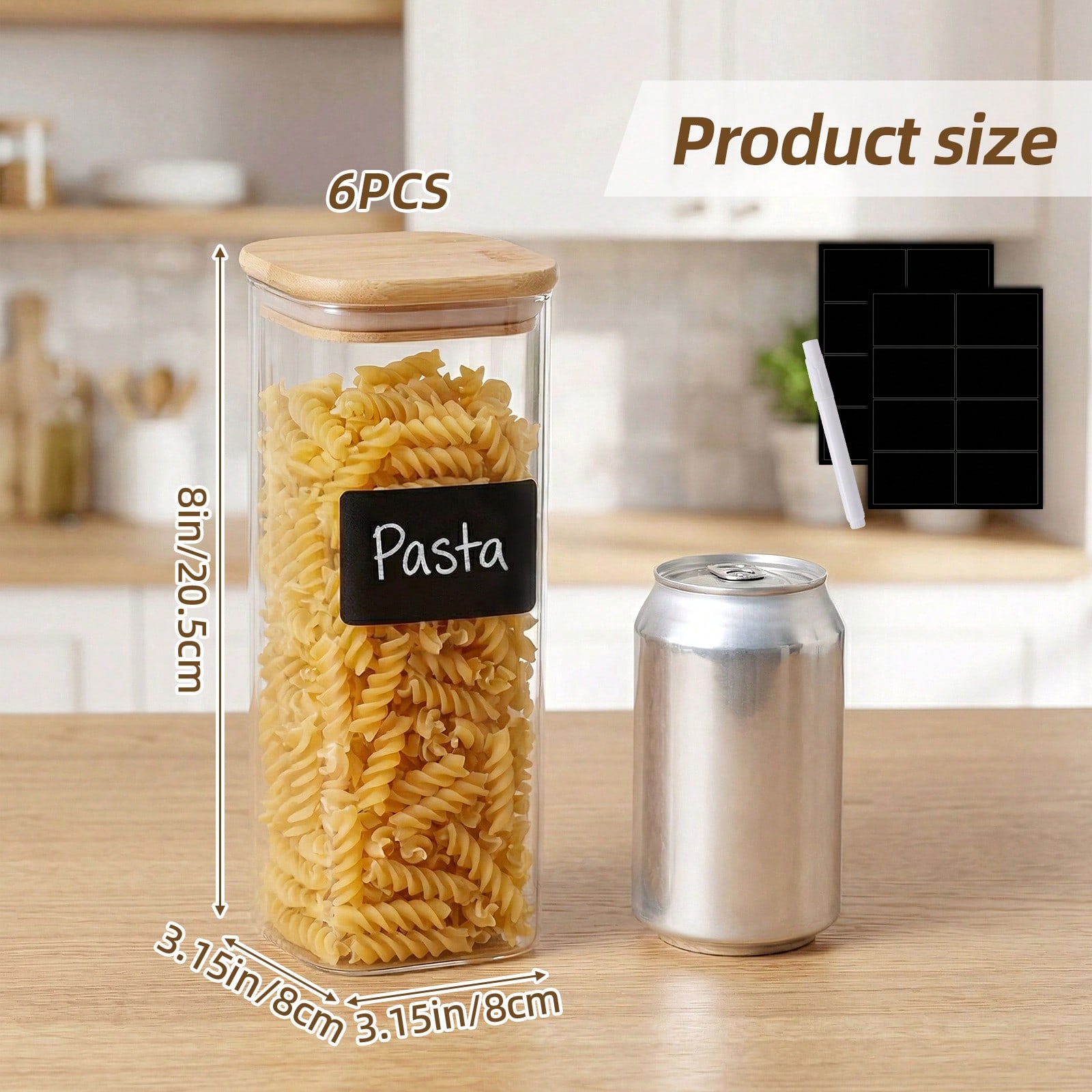 Tomnk 6pcs Glass Food Storage  - Kitchen Baking Canisters recension och pris