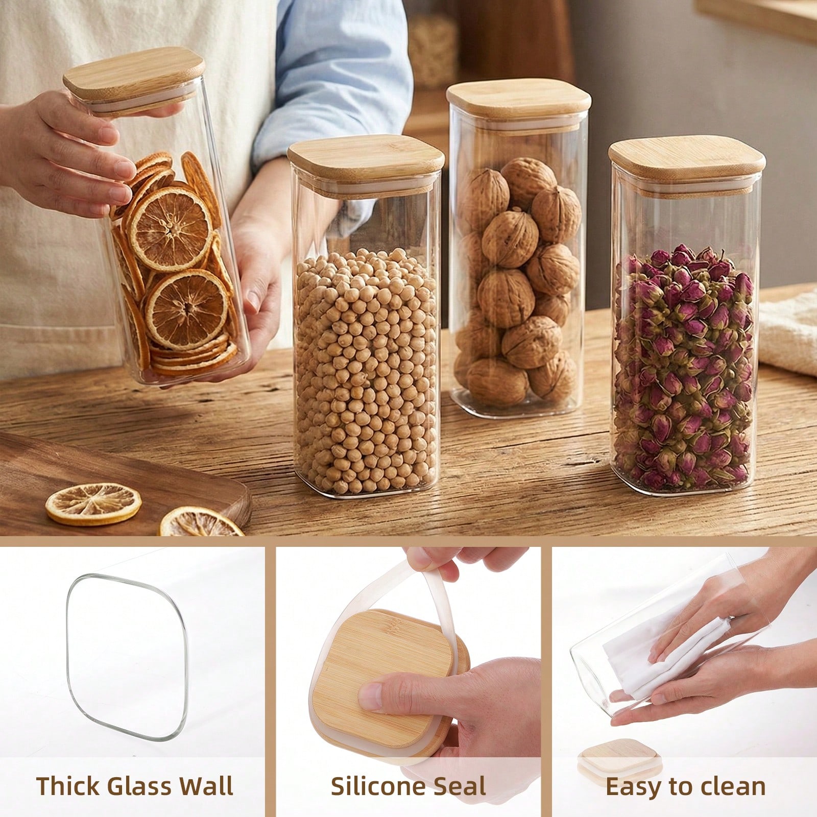 Tomnk 6pcs Glass Food Storage  - Kitchen Baking Canisters recension och pris
