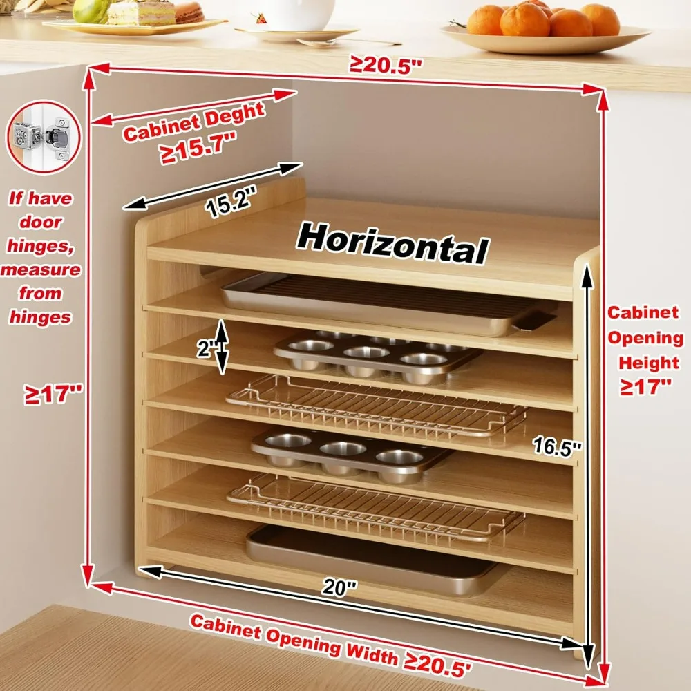 Wooden 7-Tier Cabinet Dividers - Kitchen Cabinet Baking Organizer recension och pris