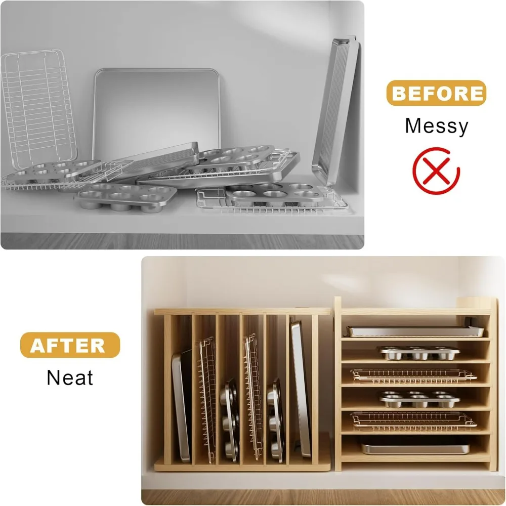 Wooden 7-Tier Cabinet Dividers - Kitchen Cabinet Baking Organizer recension och pris