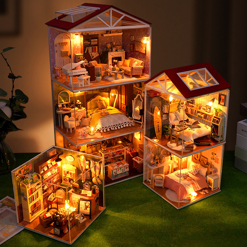 DIY Wooden Dollhouse Mini Bedr - Kitchen Q recension och pris