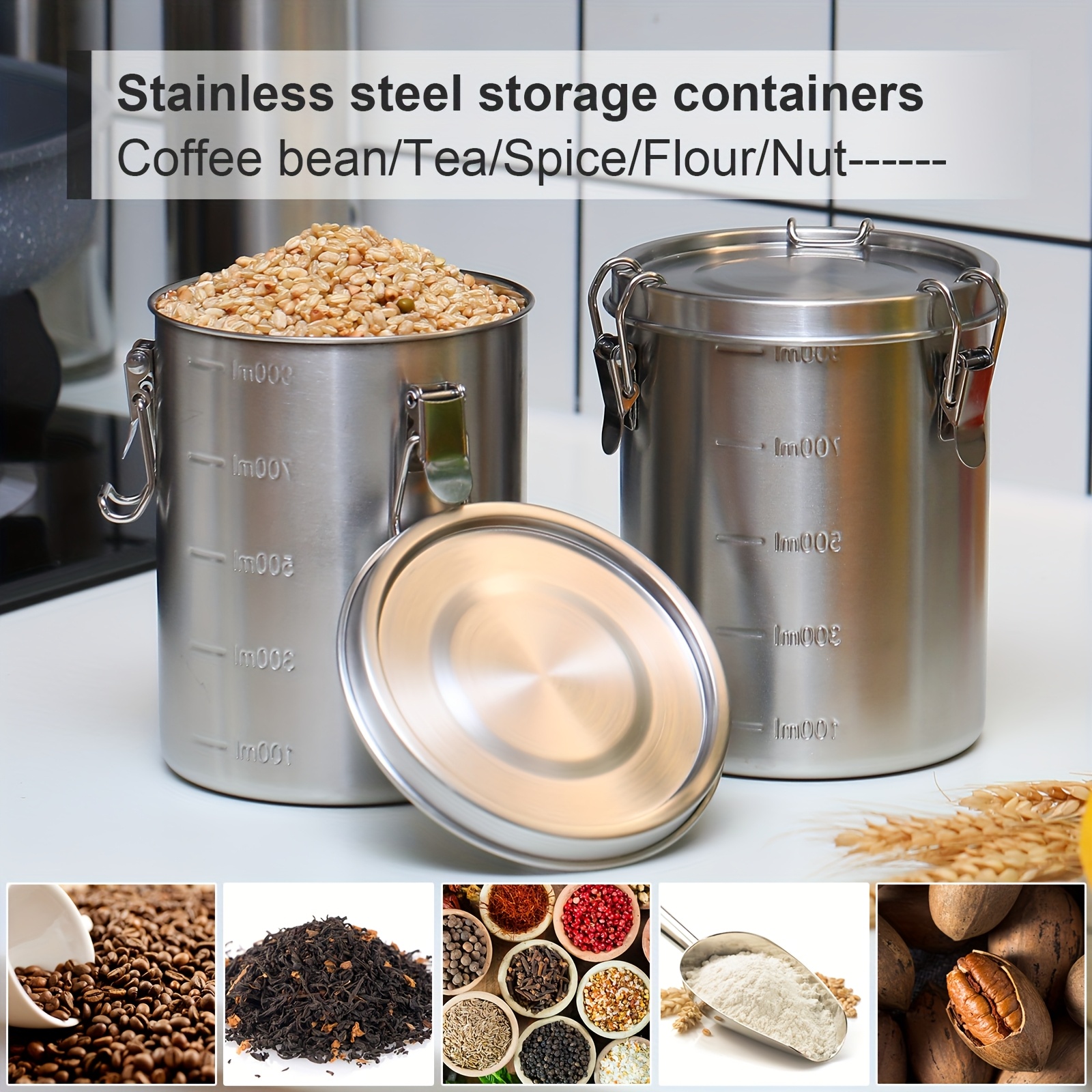 6 Pack 34 Oz Stainless Steel C - Kitchen Baking Canisters recension och pris